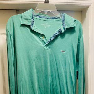 Vineyard Vines Men's Medium Long Sleeve Pullover Polo Green & Blue